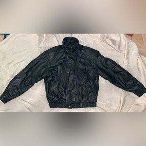 Men's Black Leather Riding Jacket size Large